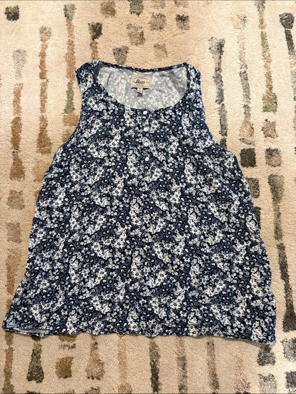 Bass & Co. Navy and White Floral Tank Top